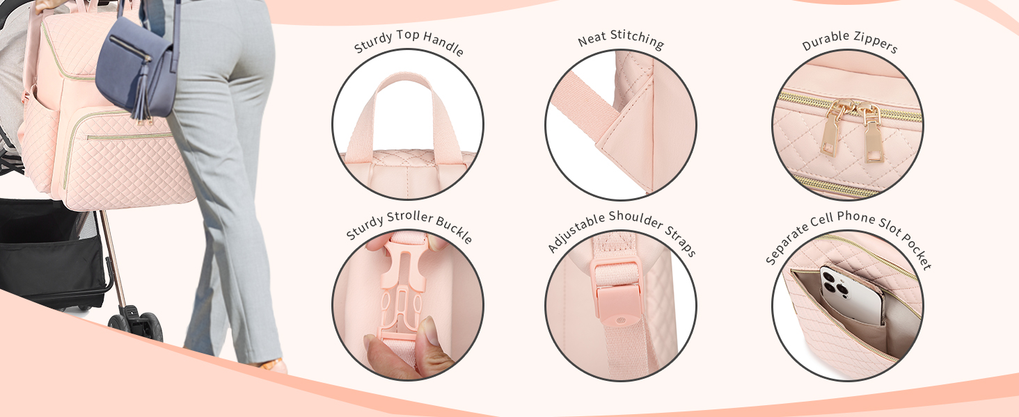 pink diaper bag backpack