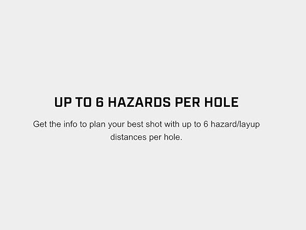 Get the info to plan your best shot with up to 6 hazard/layup distances per hole.