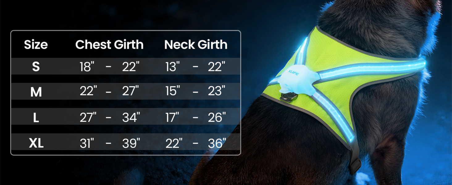 dog light up harness for all size dogs