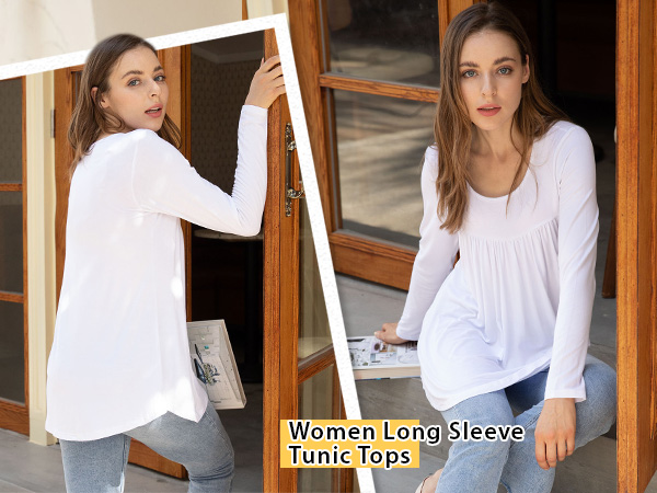 CATHY Womens Long Sleeve Casual Tunic Tops Fall Fashion 2025 Loose