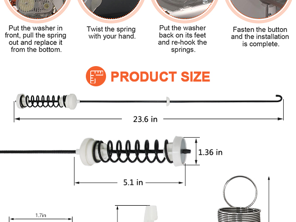 W10780048 whirlpool wtw6600sw2 suspension rod kit
