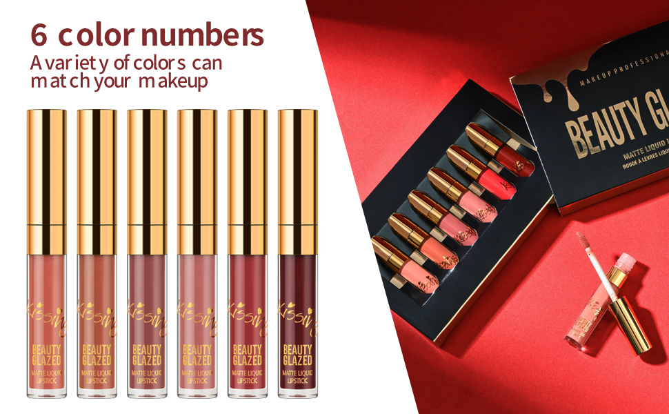 Matte Liquid Lipstick Set, 6PCS Excellent Long Lasting