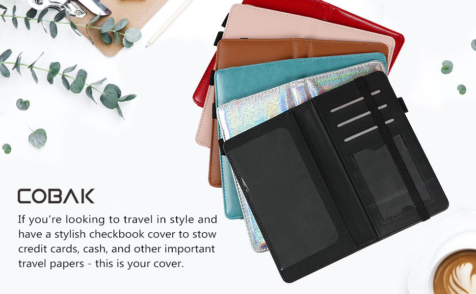 CoBak Premium Leather Checkbook Cover RFID Blocking
