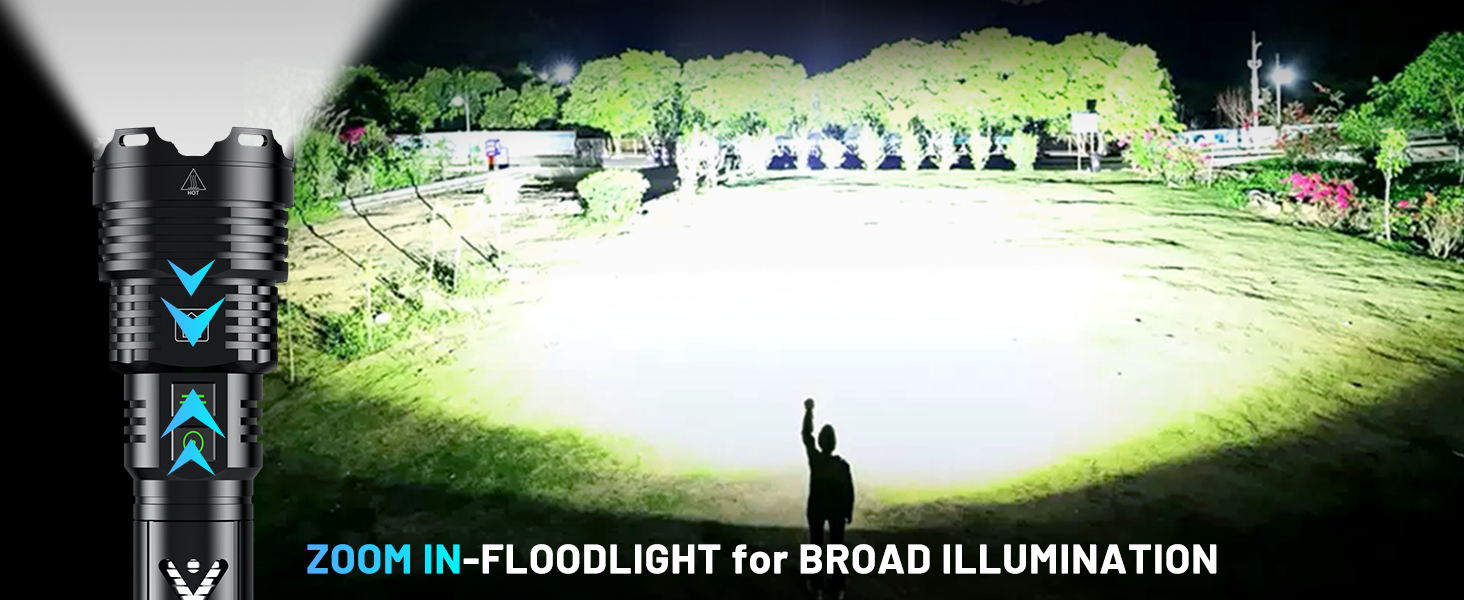 ZOOM IN-FLOODLIGHT for BROAD ILLUMINATION