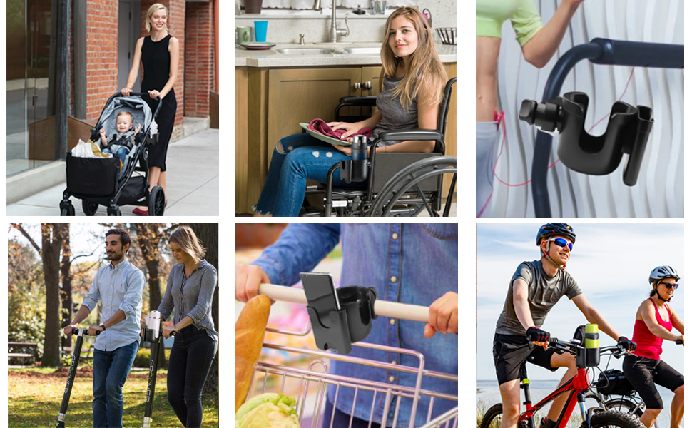 Pram Cup Holder, BSptyy Stroller Cup Holder/Baby Bottle Organizer