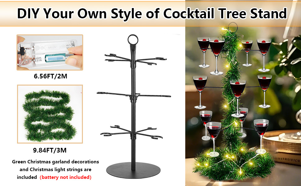 Champagne Fountain Diceevil Cocktail Tree Stand - 3 Tier - 12 Holders, Wine Glass Holder, Champagne Tower For Martini, Margarita Cups At Weddings, Party Shower Tower Champagne Tower Stand