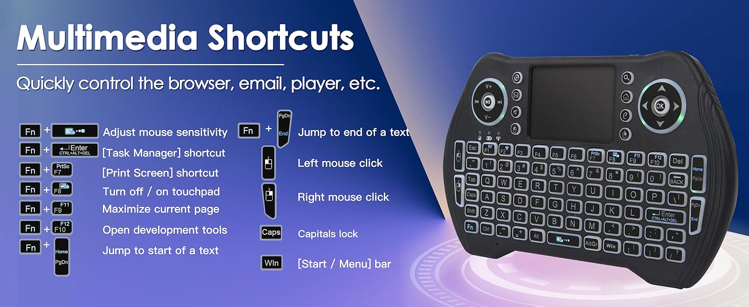 2.4GHz Mini Wireless Keyboard Remote Control with Touchpad Mouse Combo