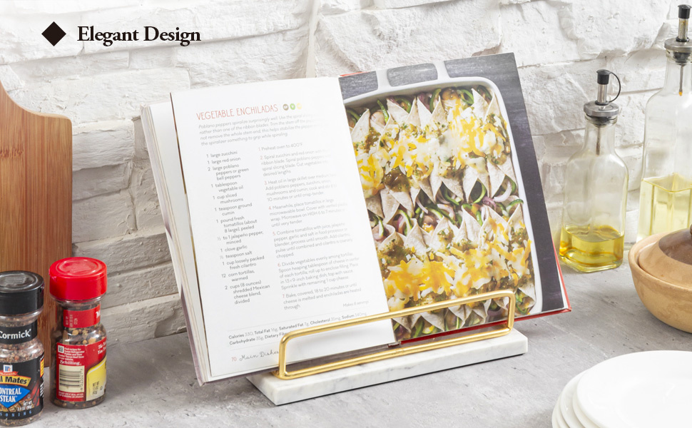 MyGift Modern Brass Metal Wire and White Marble Kitchen