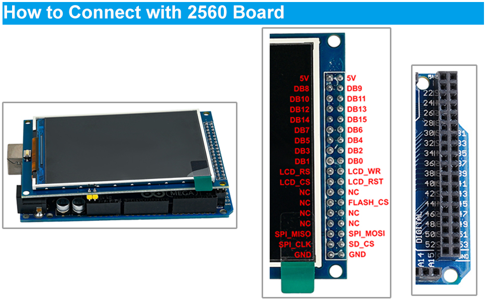 Display LCD TFT 3.5 Pollici ILI9486 - 480x320, Interfaccia 16 Bit, Per Arduino 2560