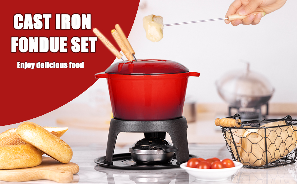 Amazon.com: Mabeeze Cast Iron Fondue Pot Set for Cheese Amazon.com: Mabeeze Cast Iron Fondue Pot Set for Cheese