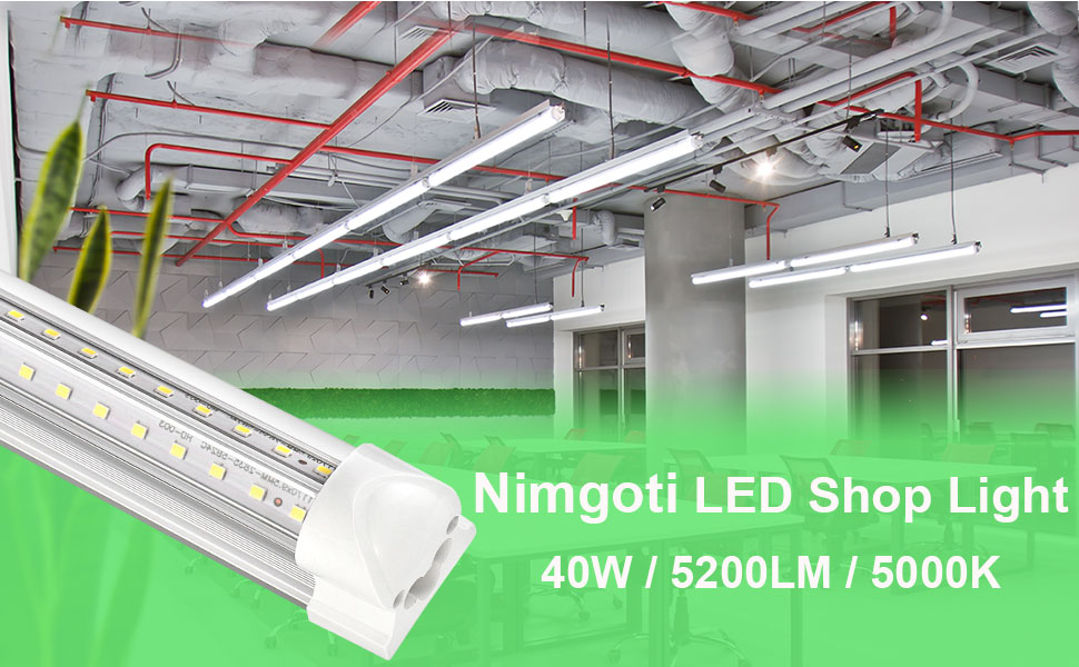 Nimgoti LED Shop Light 4FT, T8 Integrated LED Tube Light Fixture, 40W