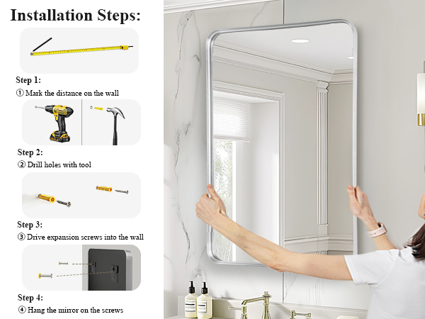 Amazon.com: Fabuday Bathroom Wall Mirror Rectangle - 36x24