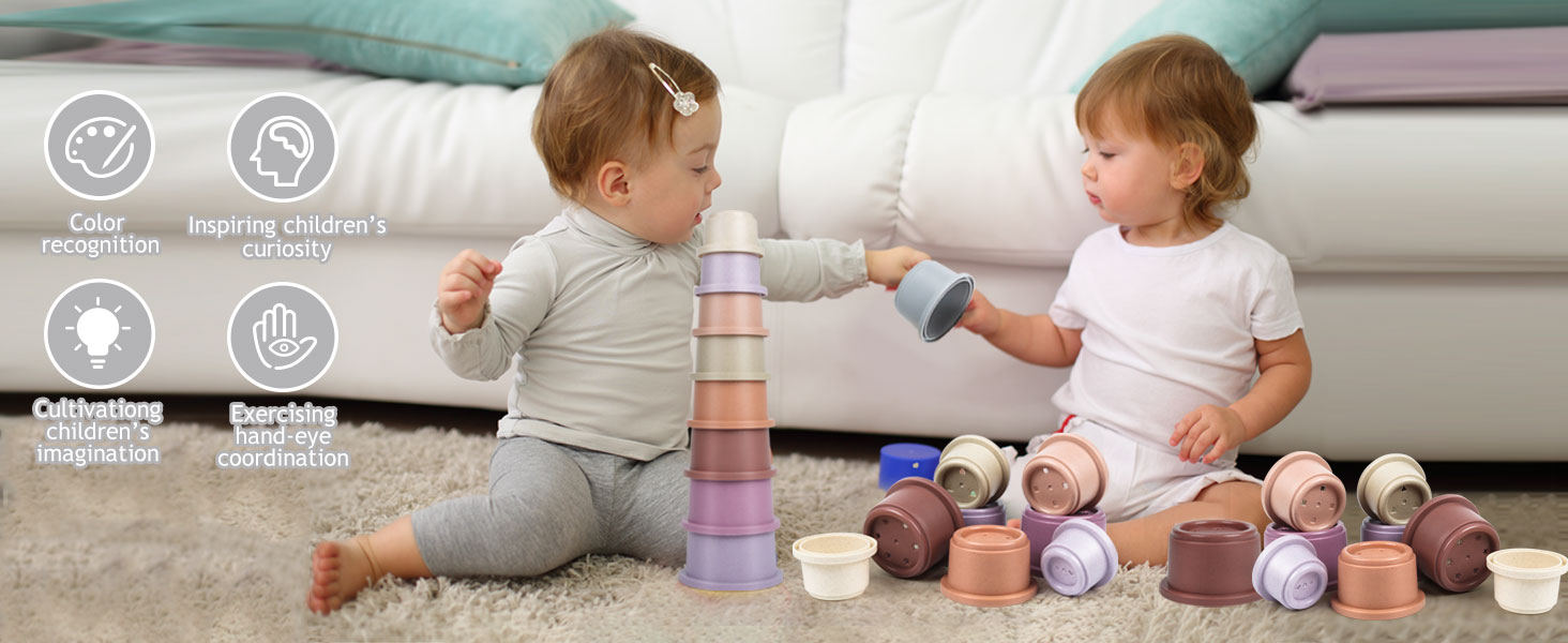 Baby Stacking Cups Toy, Nesting Cups Set for Toddler Aged 612 Months
