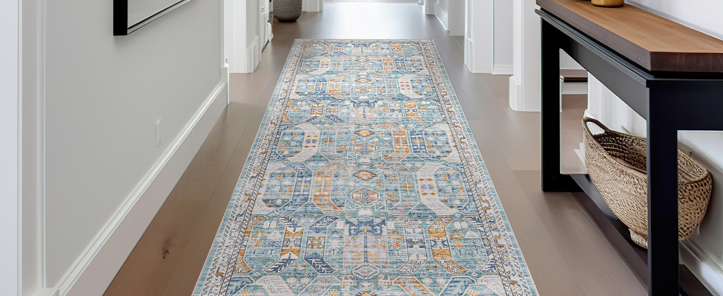 Madane Runner Rug 2x8, Washable Hallway Runner Rugs, Non