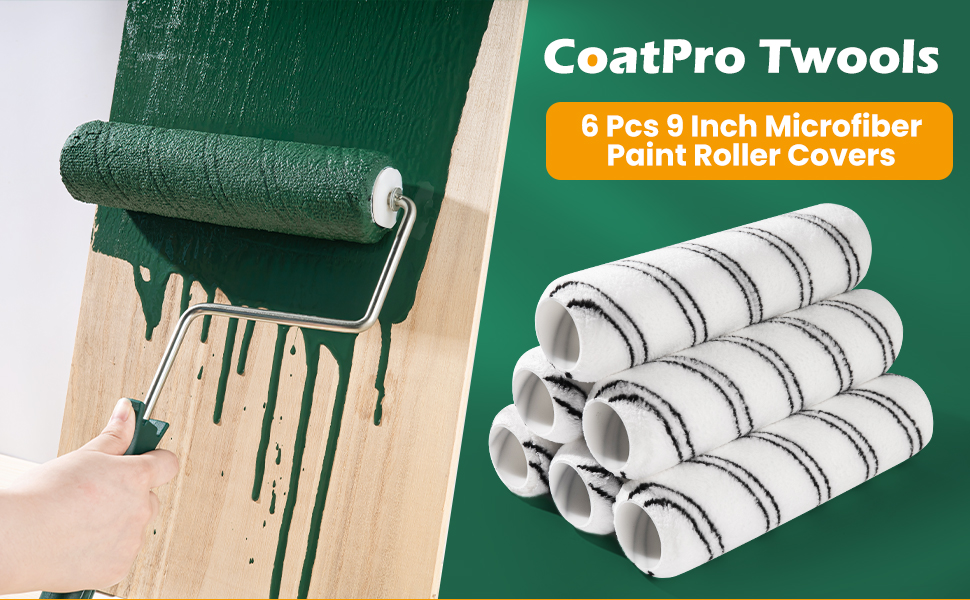 CoatPro TwoolsPaint Roller, Microfiber Paint Roller Covers 9 Inch (3/8