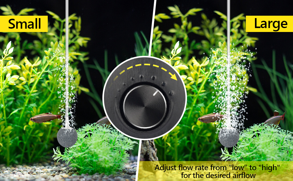 hygger Aquarium Air Pump Kit Powerful Airflow Adjustable Quiet Fish