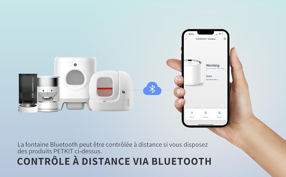 PETKIT Pompe à Eau Sans Fil , Distributeur D'Eau Intelligent Automatique Pour Chats Et Chiens, Réservoir Intérieur En Acier Inoxydable, Pas Facile à Elever Des Bactéries 16 W4X