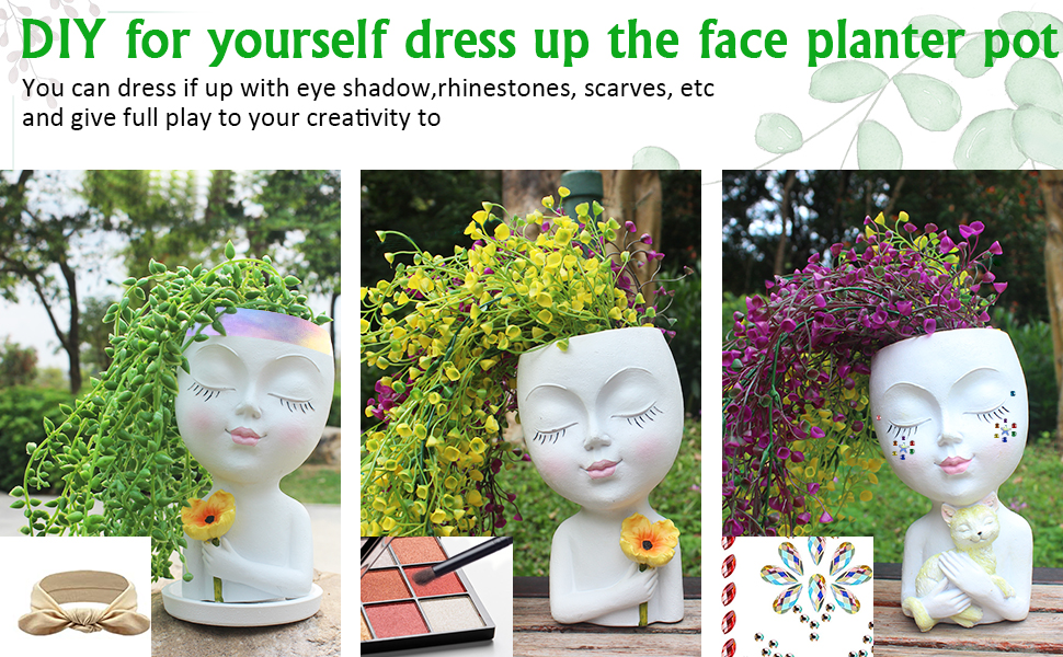 Ginlpd Face Flower Pots Head Planters, Face Planters Pots Head, Face Flower Pots for