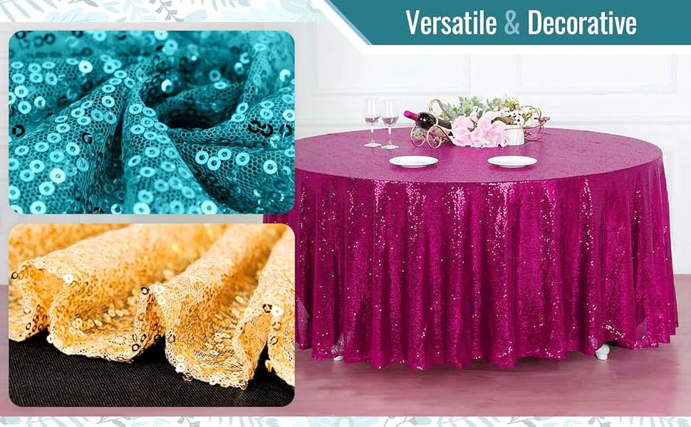 TABLECLOTHSFACTORY 72" Premium Big Payette Sequin Overlay