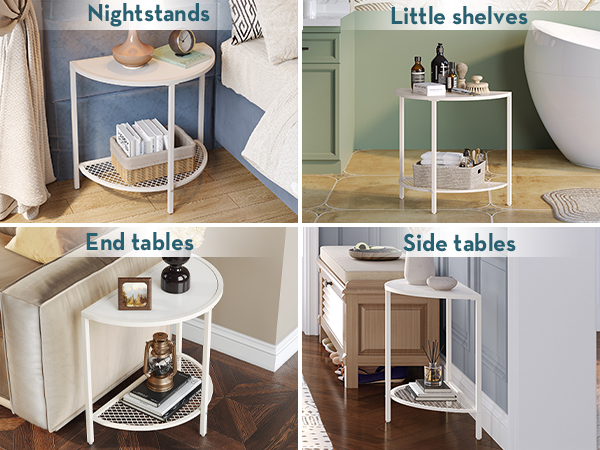 Amazon.com: SAYGOER White End Table 19.7'' Half Moon Side