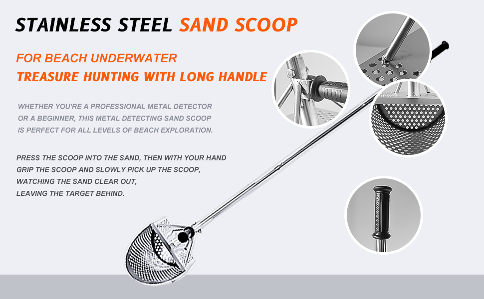 NAHMEY Sand Scoop for Metal Detecting, 304 Stainless Steel