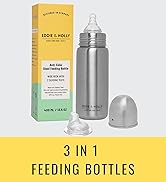 Eddie & Holly 2 in 1 Stainless Steel Feeding Bottle with Lid for Baby | Milk Bottle for Kids | Wi...