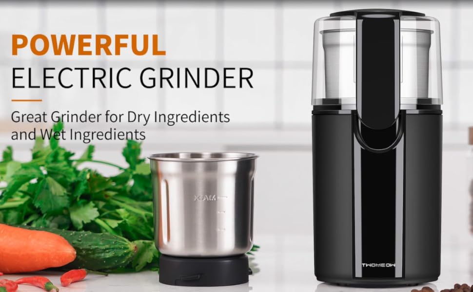 TWOMEOW Coffee Spice Grinder Electric,Dry and Wet Grinder with 2