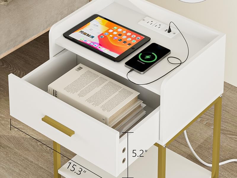 Amazon.com: oiiokuku Nightstand with Charging Station
