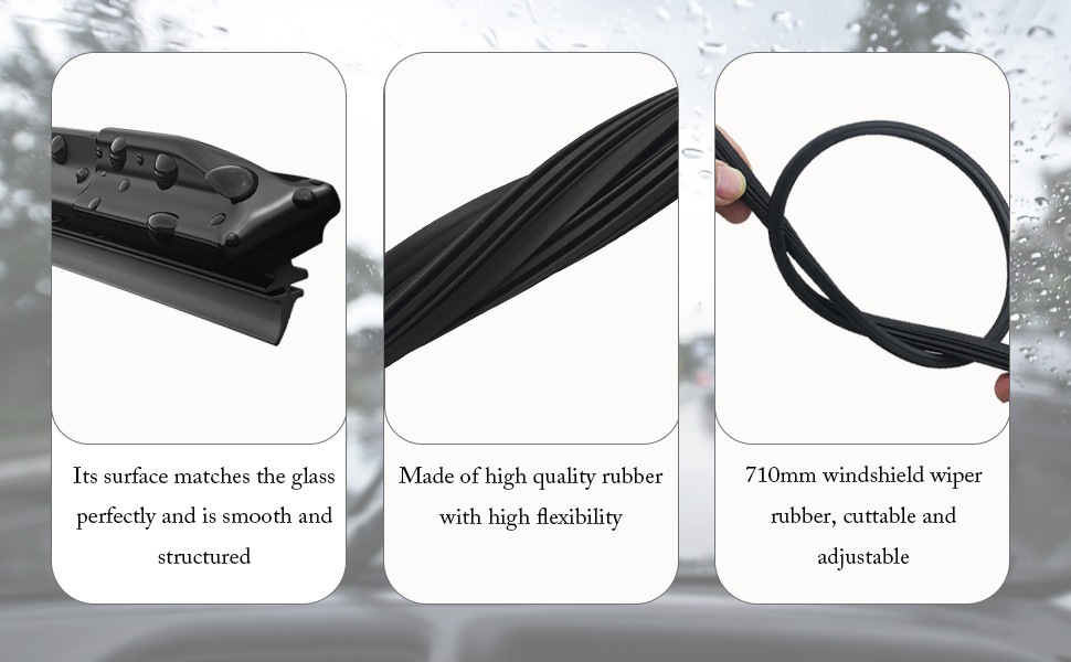 Pulchra 4Pcs Windscreen Wiper Blade Refills, 28 inch Car Wiper Blade