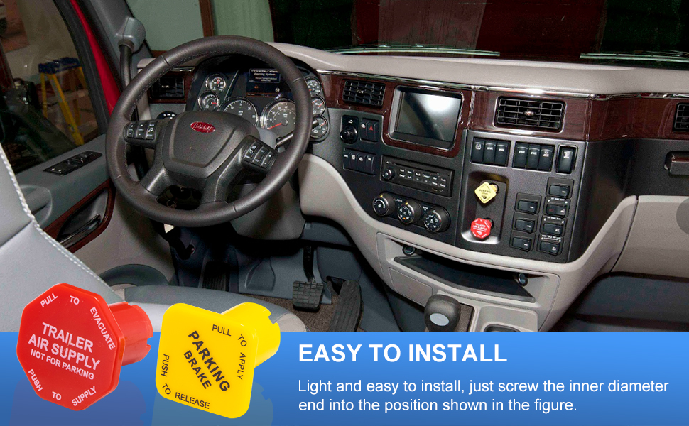 Parking and Air Brake Knobs 298818 298817, 298818N Yellow