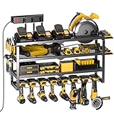 Spampur Power Tool Organizer Wall Mount with Charging Station, 4 Layer 8 Slots Cordless Drill Hol...