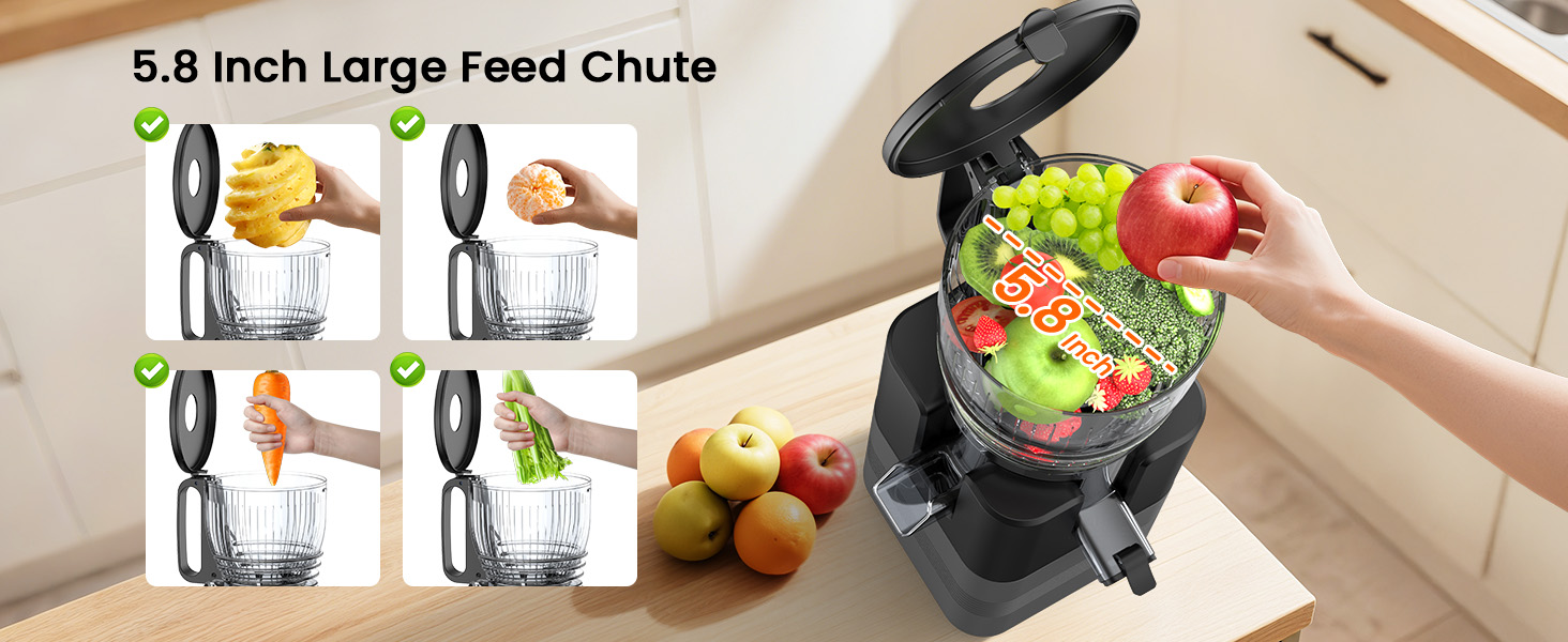 5.8 lnch Large feed chute