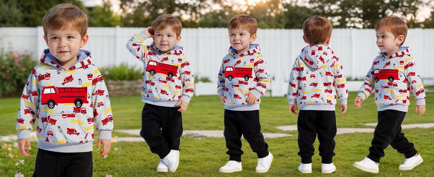 NUBEEHOHO Toddler Boys Fire Truck Hoodie