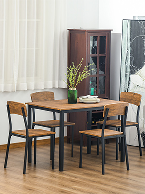 Amazon.com - HOMCOM 5 Piece Industrial Dining Table Set for