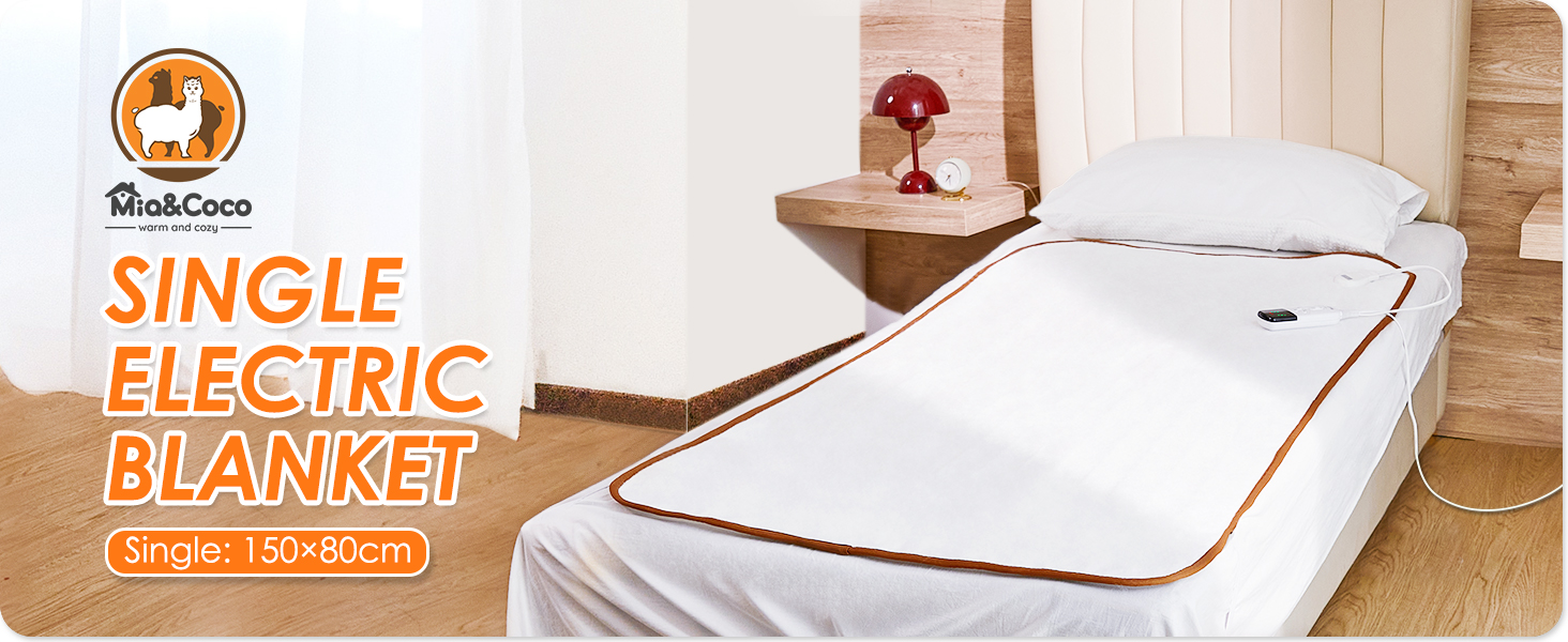 Mia&Coco Electric Heated Blanket Single, Heated Underblanket with