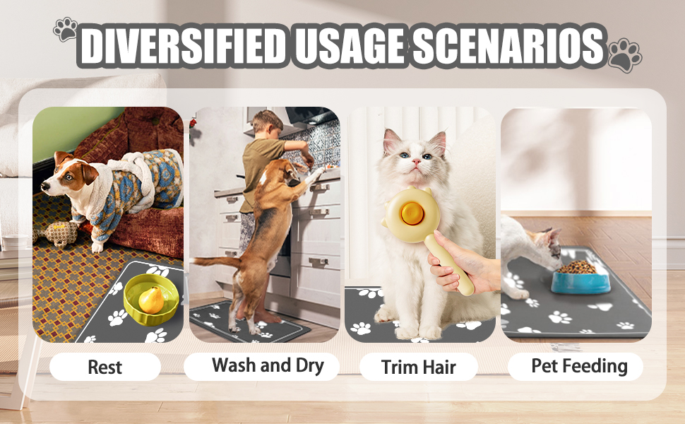 JUCFHY Pet Feeding Mat Absorbent Dog Food Mat No Stains