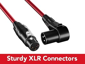 Angle Male to Straight Female balanced shielded audio red 2 pack