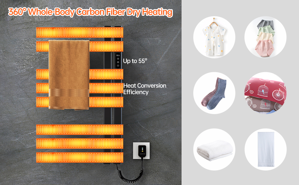 Electric Heated Towel Warmer Rack, Wall Mounted Electric Towel Warmer Rack