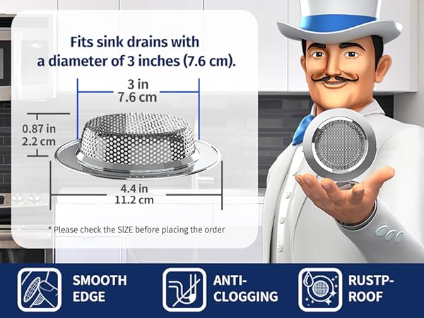 MR.SIGA Kitchen Sink Strainer, Stainless Steel Sink Drain Strainer