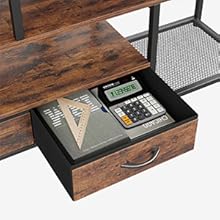 Modern wooden desk accessory featuring a mesh organizer panel mounted on wooden base with storage compartments. Multiple views show versatile mounting options and storage capacity.