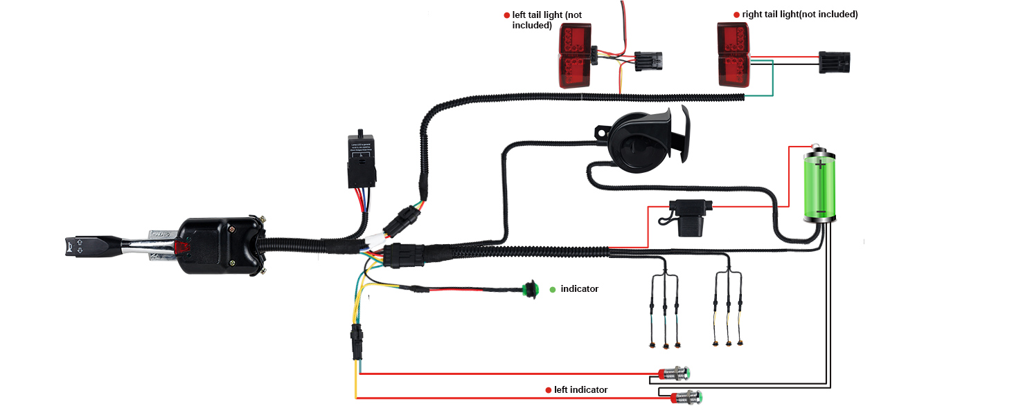 NTHREEAUTO Plug and Play Street Legal Kit, Universal UTV ATV Turn Signal Kit with