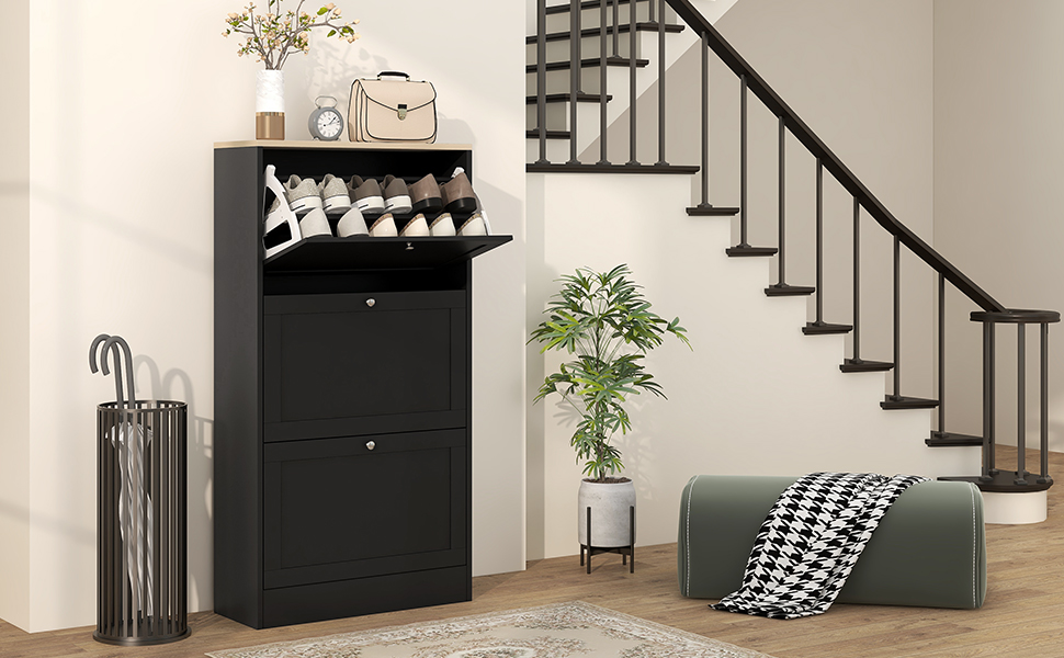Amazon.com: HOMCOM Narrow Shoe Storage Cabinet for Entryway