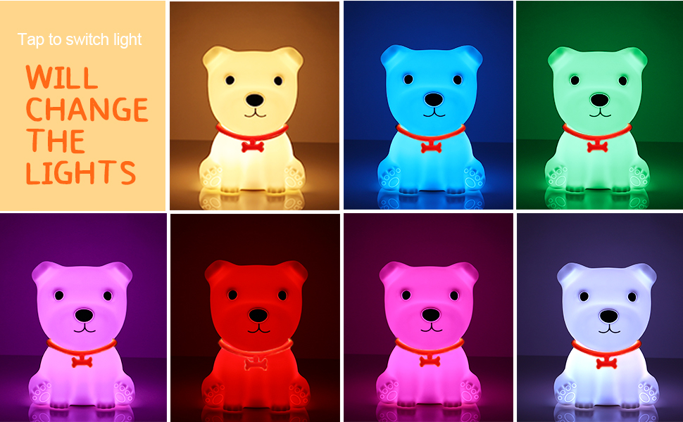 Kids Night Light, Cute Dog Night Light for Bedroom, Puppy Nightlights Birthday Gifts for Boys