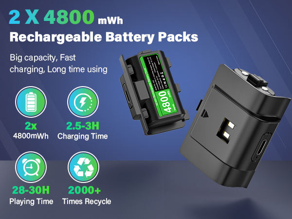 rechargeable battery pack for xbox one and xbox series controllers