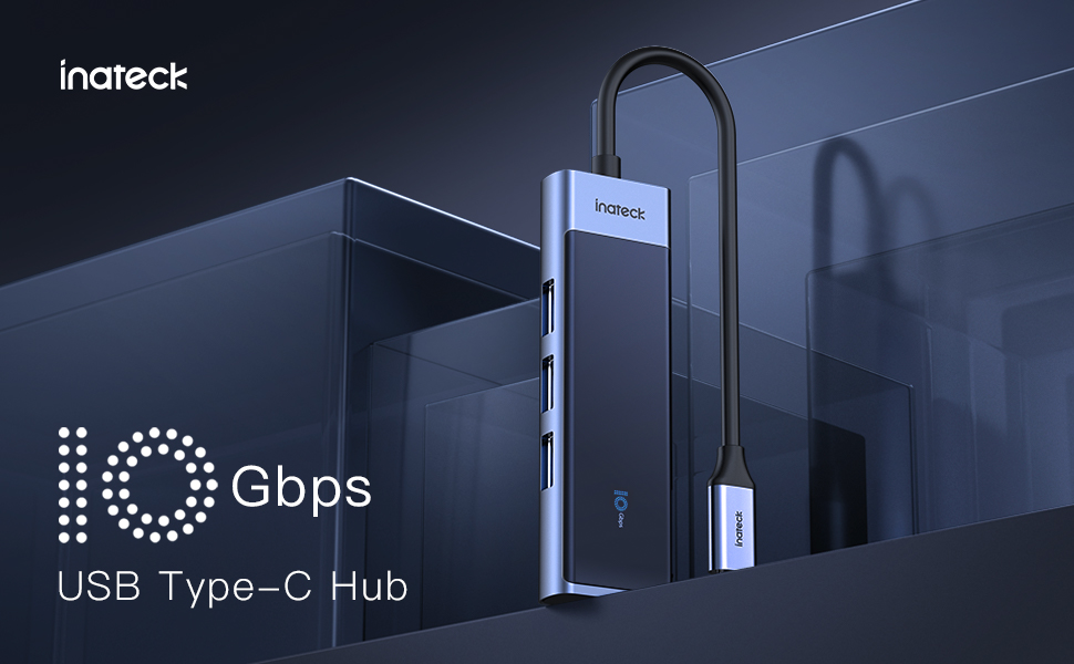Inateck USB 3.2 Gen 2 Speed, USB C Hub mit 100W PD Port, 3 USB 3.2 Typ