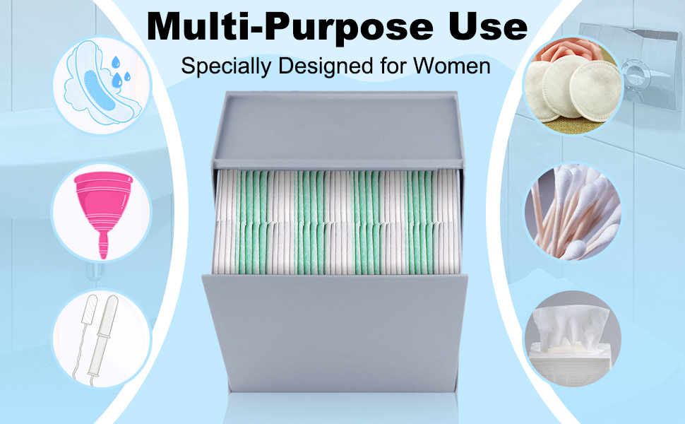 Pad and Tampon Organizer for Bathroom,Plastic Gray Sanitary Napkin