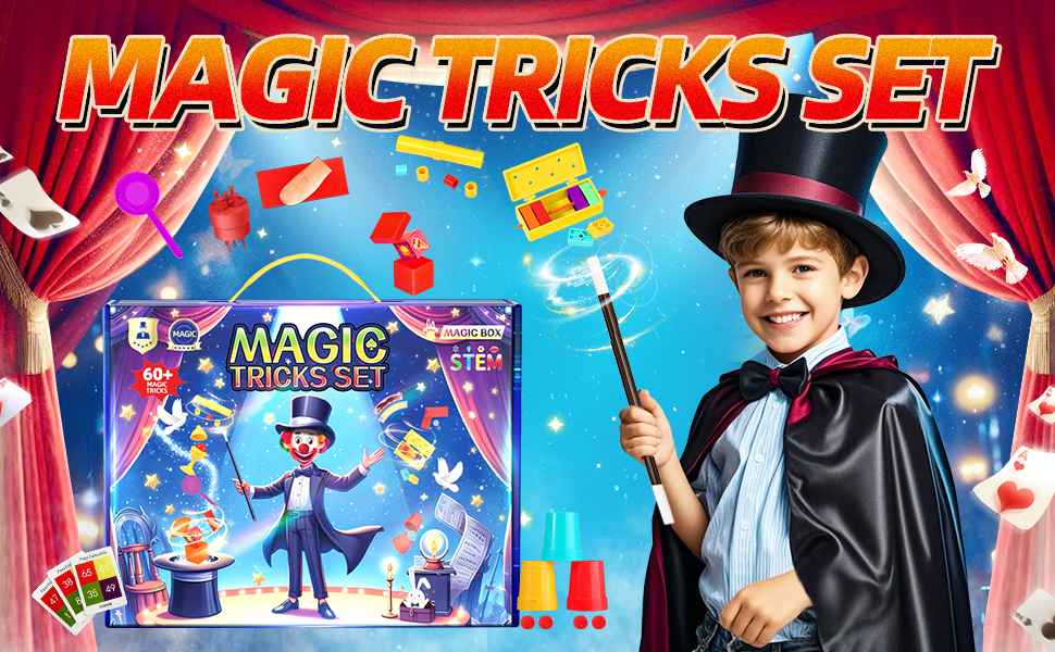 luluckck Magic Tricks Kit, 60+ Magic Tricks for Kids Age 8