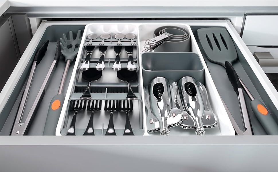 Kitchen drawer storage device Adjustable tableware tray storage box