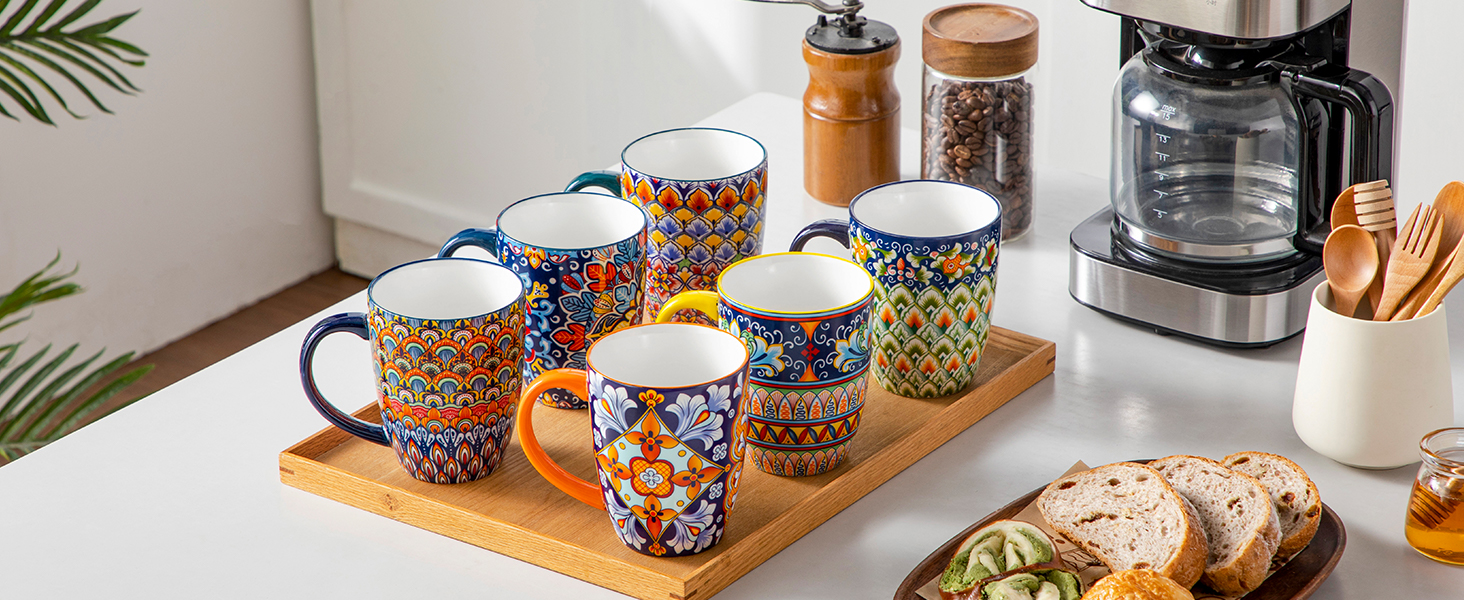 coffee mugs set of 6 ceramic mugs set large mugs