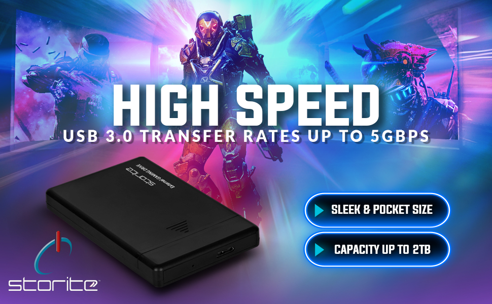 External Gaming Drive 2.5" HDD, 3.0 USB Portable External Hard Disk